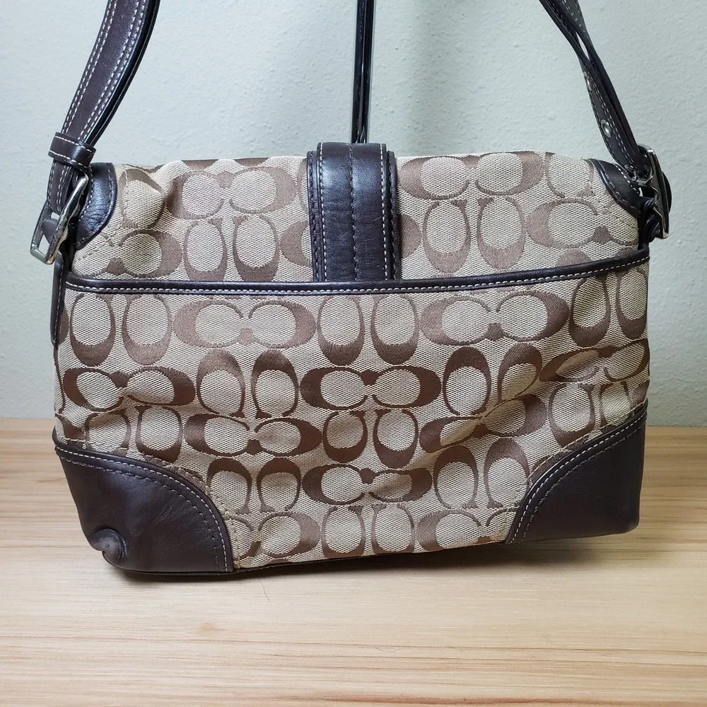 Y2K Coach Soho Bag 4PC Set Brown Signature C Logo Print Buckle‎ Shoulder Purse